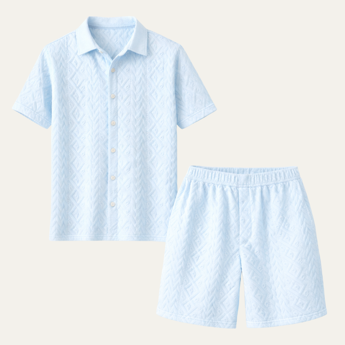 The Cedar Ridge Park Men’s Textured Trendy Summer Set – Shirt &amp; Shorts Set