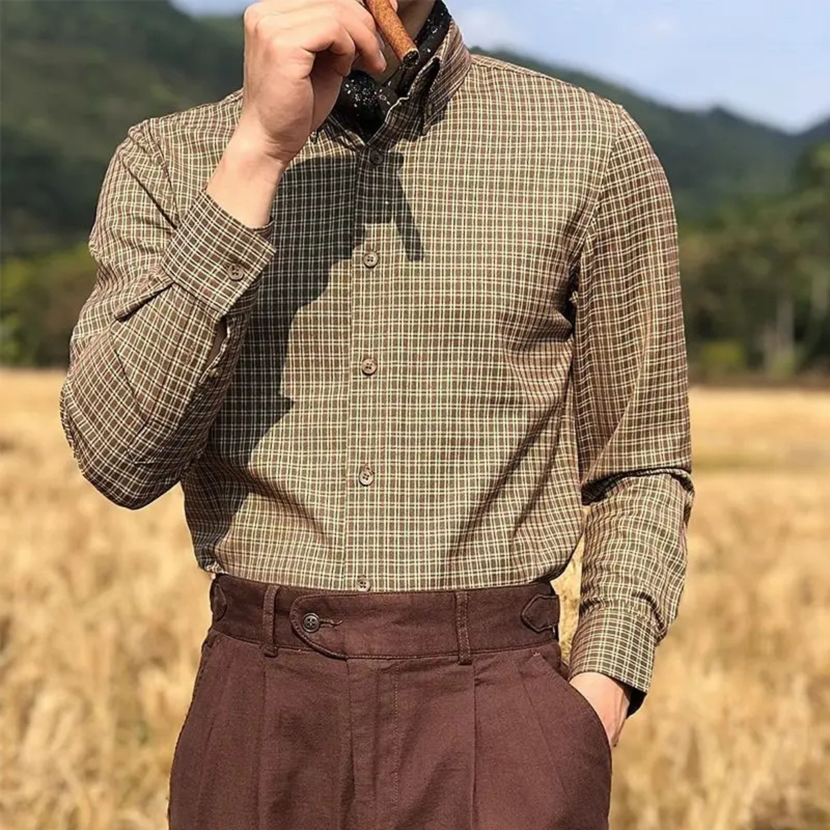 The Monza Men’s Vintage Checkered Casual Dress Shirt