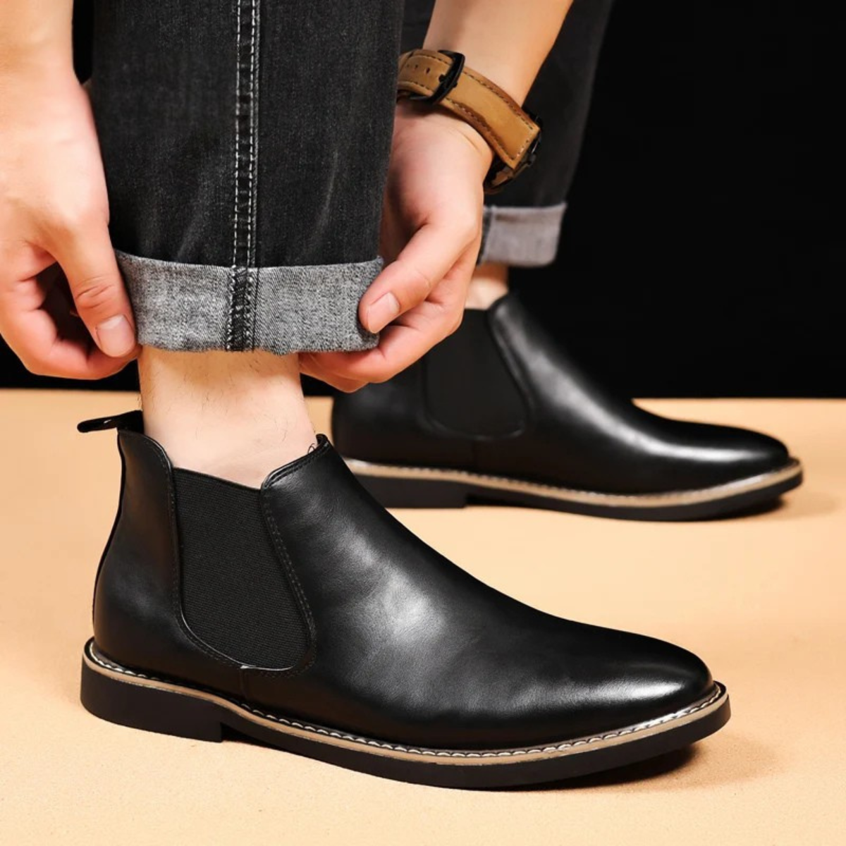 The Bergamo Men’s Slip On Vintage Leather Chelsea Boot