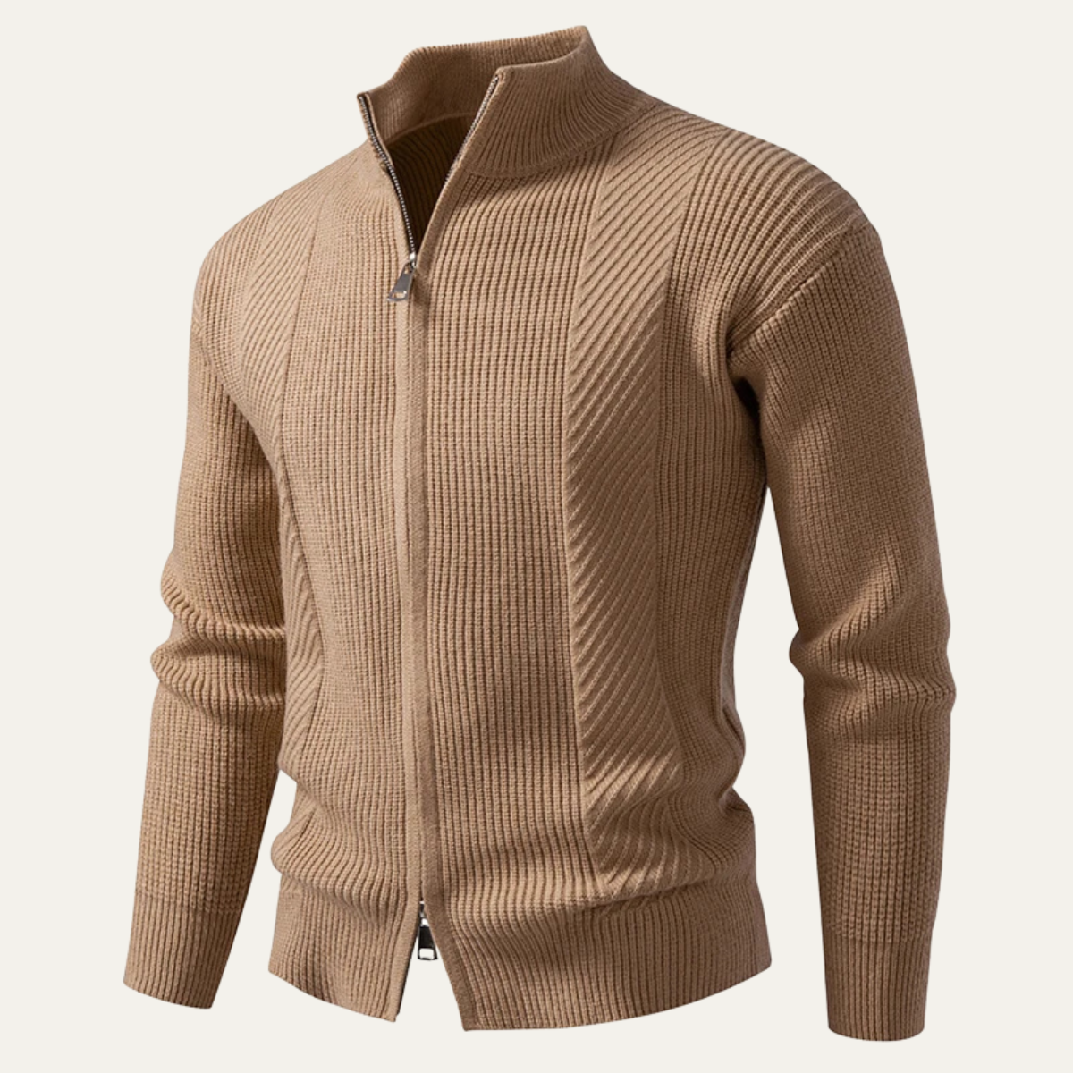 The Cisternino Men’s Smart Casual Ribbed Zip Up Knit Sweater