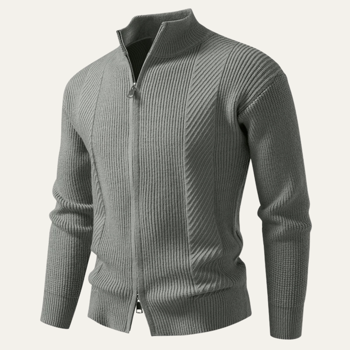 The Cisternino Men’s Smart Casual Ribbed Zip Up Knit Sweater