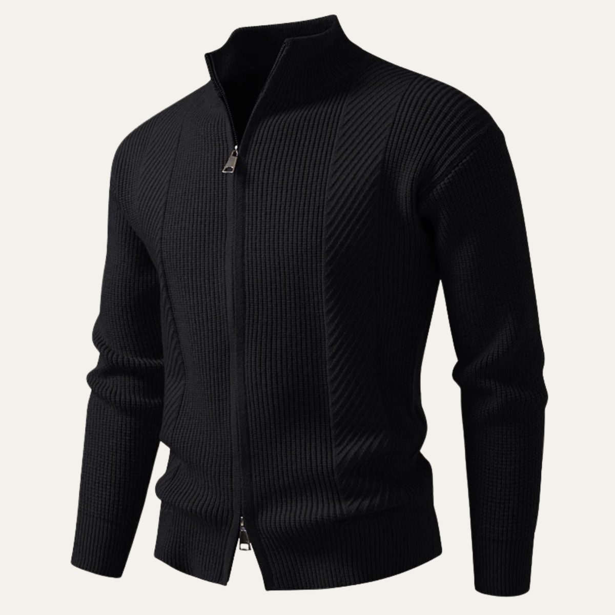 The Cisternino Men’s Smart Casual Ribbed Zip Up Knit Sweater