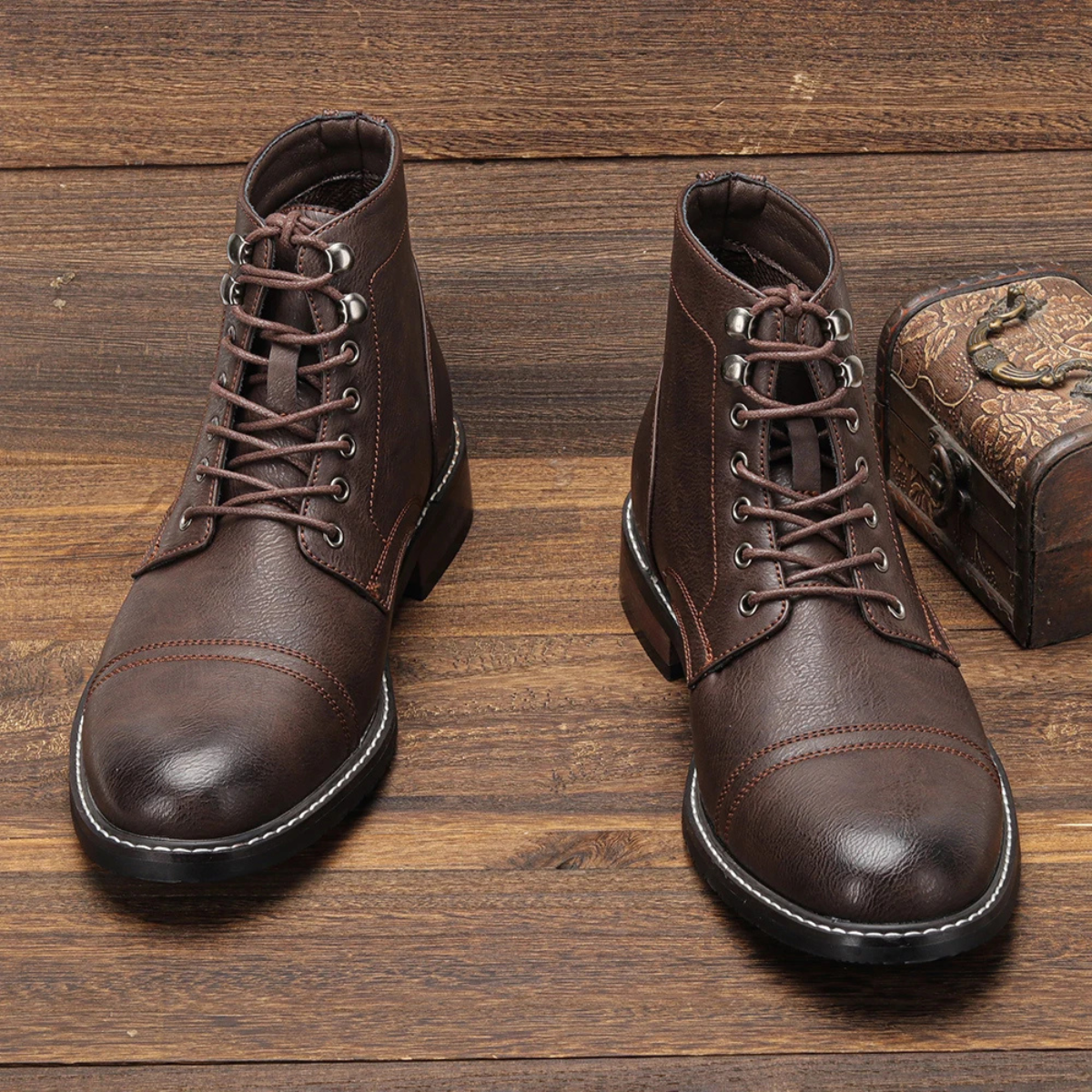 The Porto Cervo Men’s Durable Leather Lace Up Ankle Boots