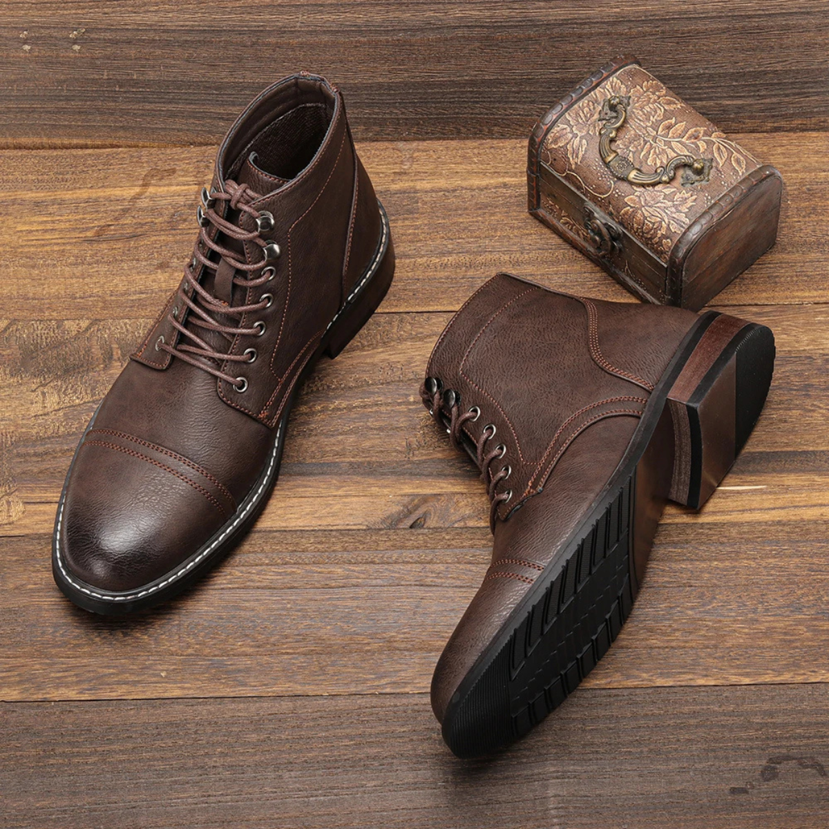 The Porto Cervo Men’s Durable Leather Lace Up Ankle Boots