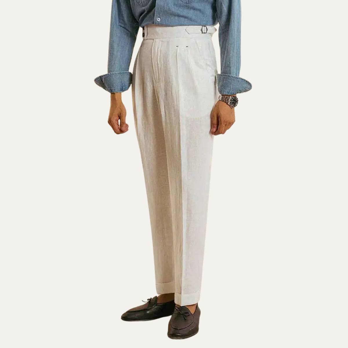 The Brianza Men’s Vintage High Waist Linen Dress Pants