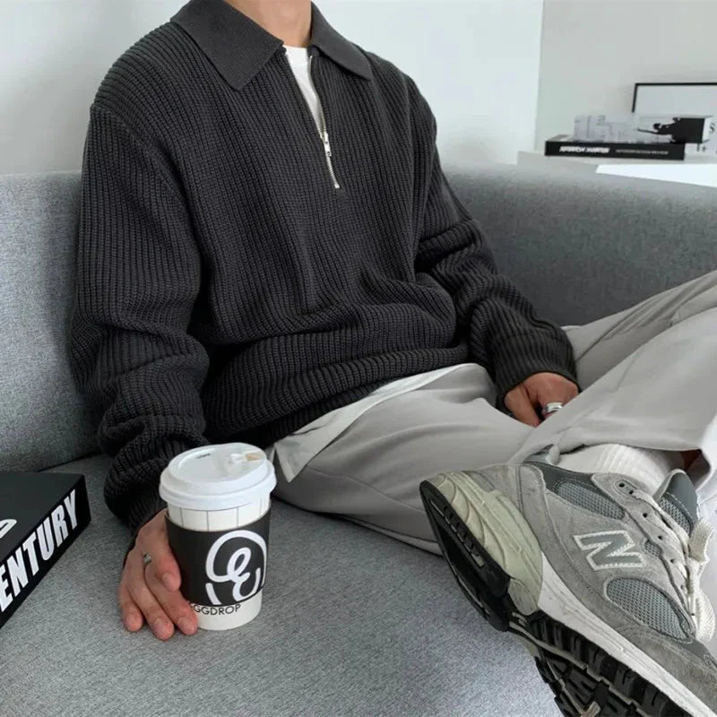 The Siena Men's Half Zip Knit Ribbed Sweater