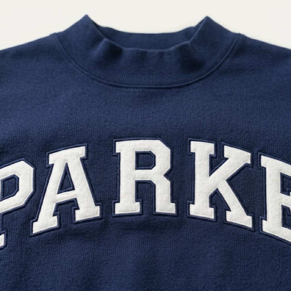 Varsity Sweatshirt with Embroidered Letters - Navy Blue