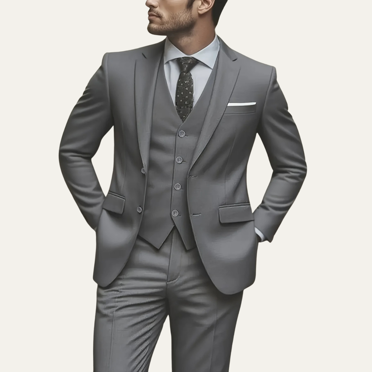 The Barbaresco Men’s Elegant 3 Piece Suit Set – Blazer Vest and Pants Formal Suit