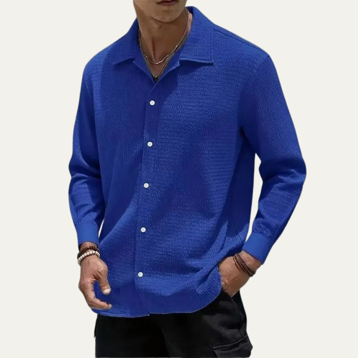 The Frascati Men’s Relaxed Fit  Casual Textured Shirt
