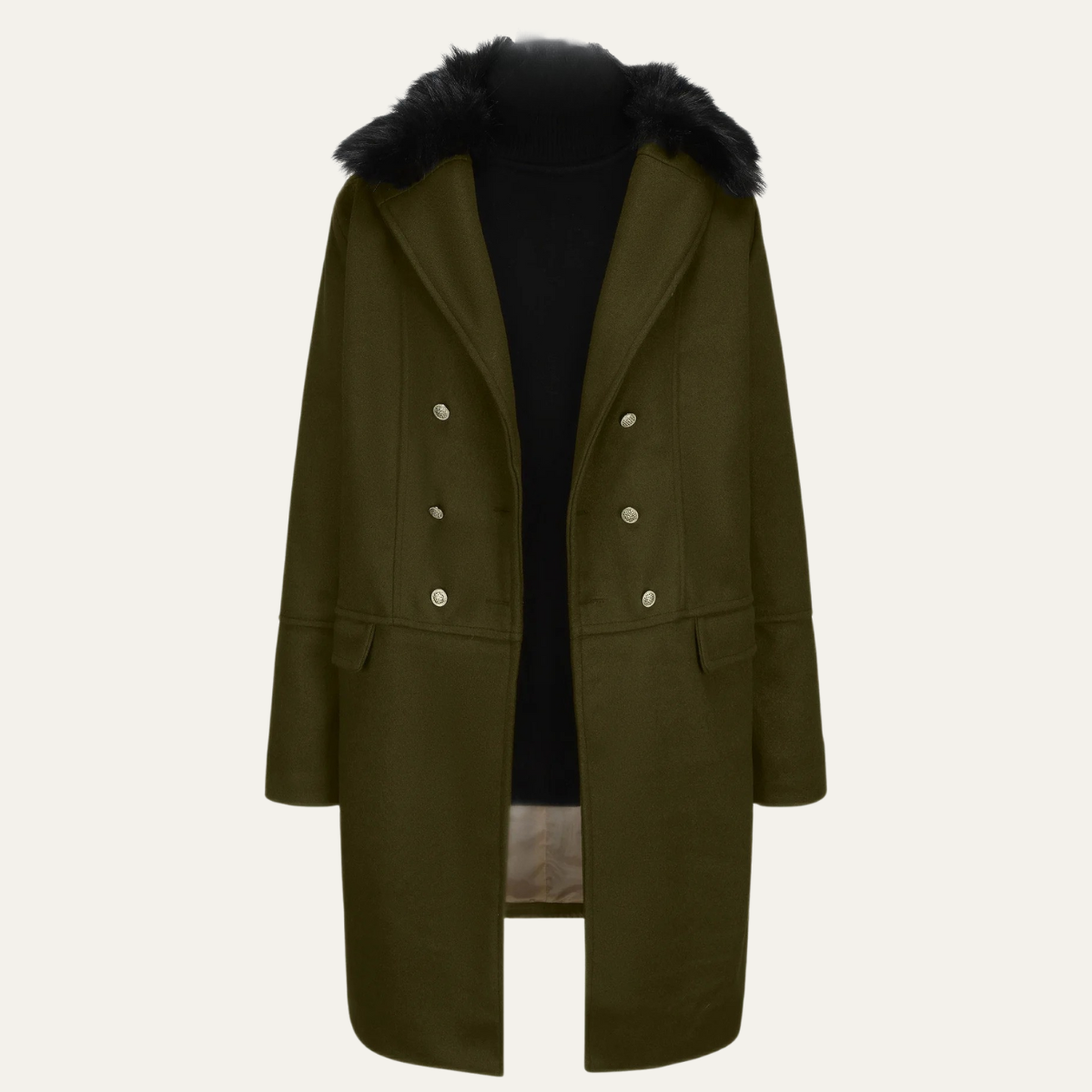 The Courmayeur Men's Streetwear Fur Collar Double breasted Jacket