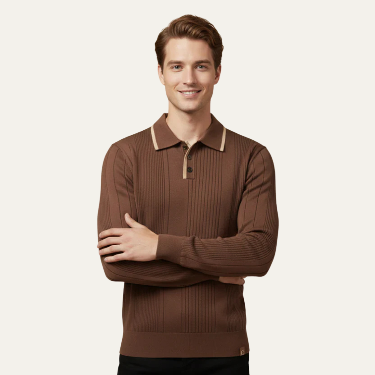 Men’s Ribbed Knit Polo Sweater