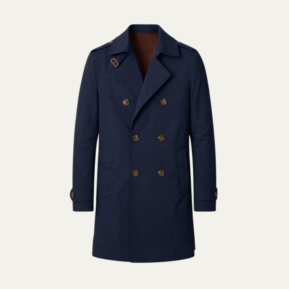 Men's Trench Coat Beige Single Breasted Notched Collar