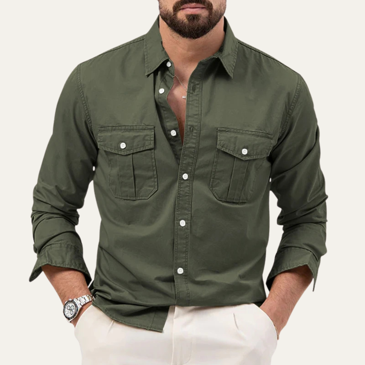 The Brookwater Men’s Retro Solid Button Up Shirt