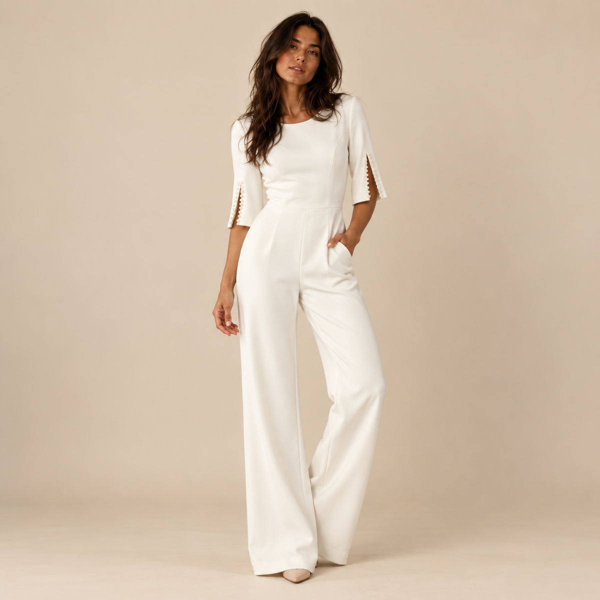 Women's Elegant Tailored Wide Leg Jumpsuit