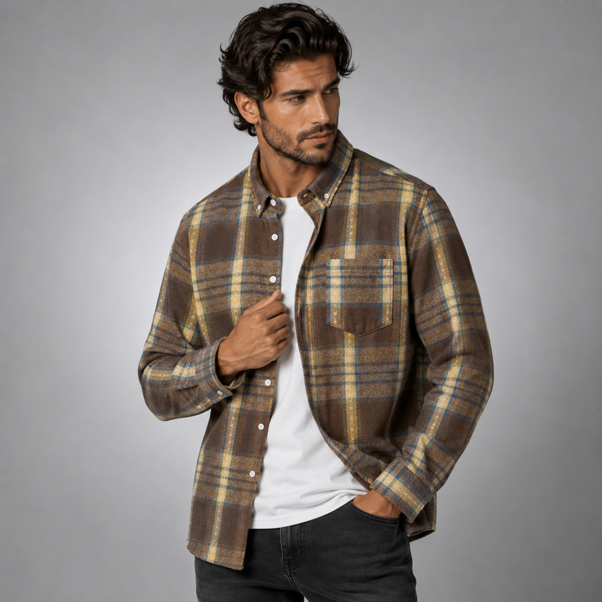 The Carpi Men’s Plaid Casual Flannel Shirt