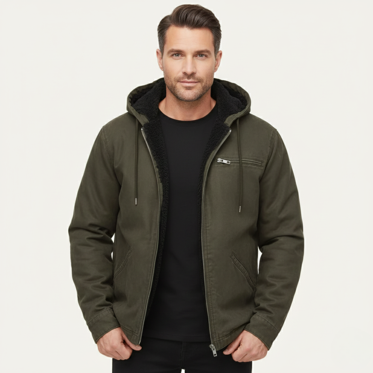 The Briarbrook Men’s Warm Fleece Lined Retro Hooded Jacket