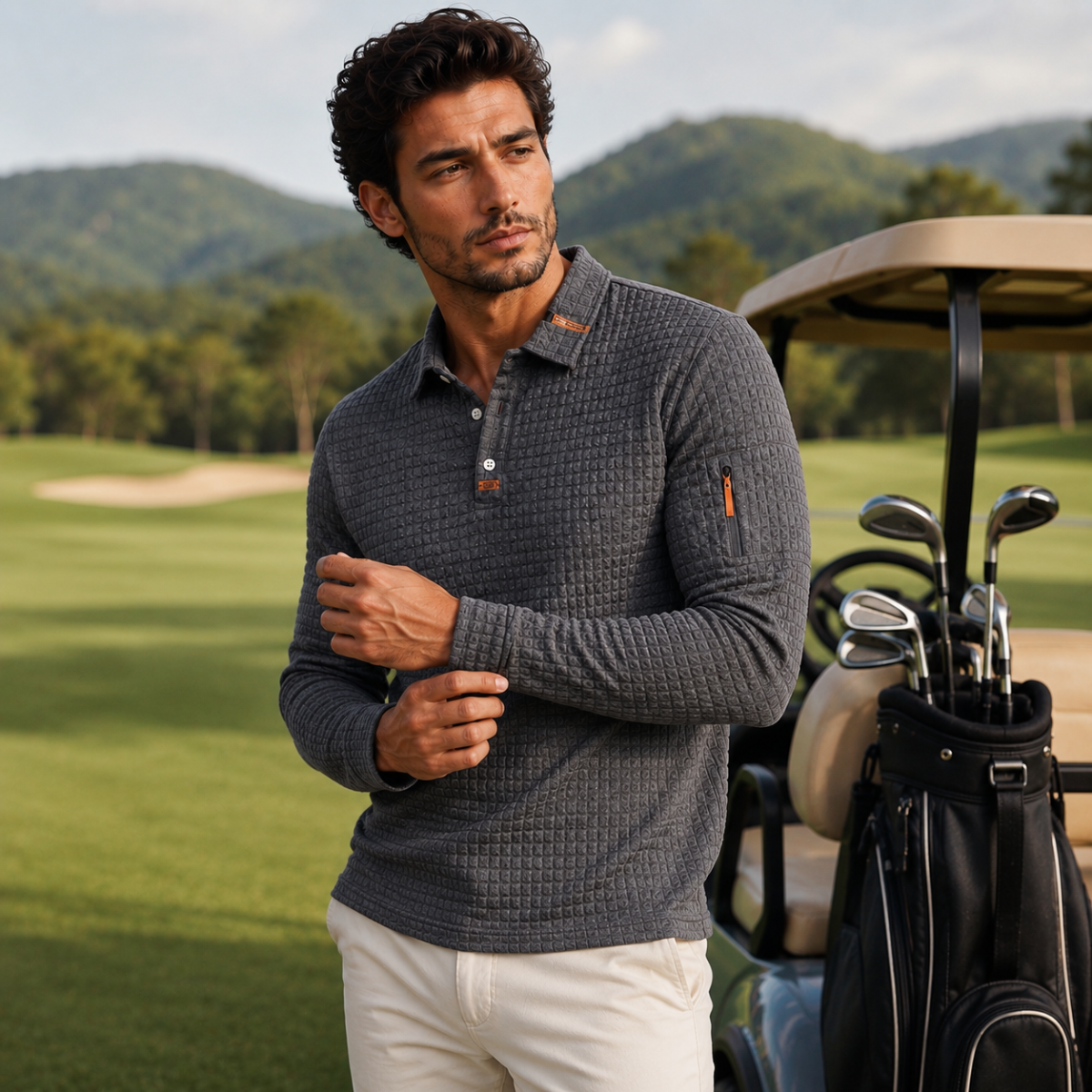 The Avellino Men’s Quick Dry Long Sleeve Trendy Polo Shirt