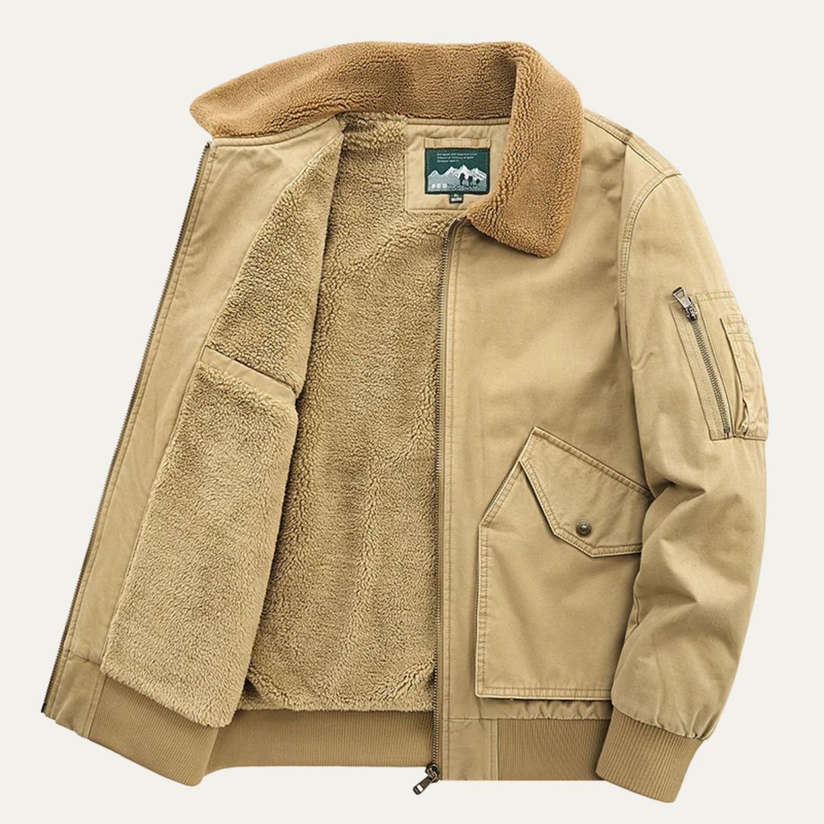 The Faircrest Men’s Warm Sherpa Lined Bomber Jacket