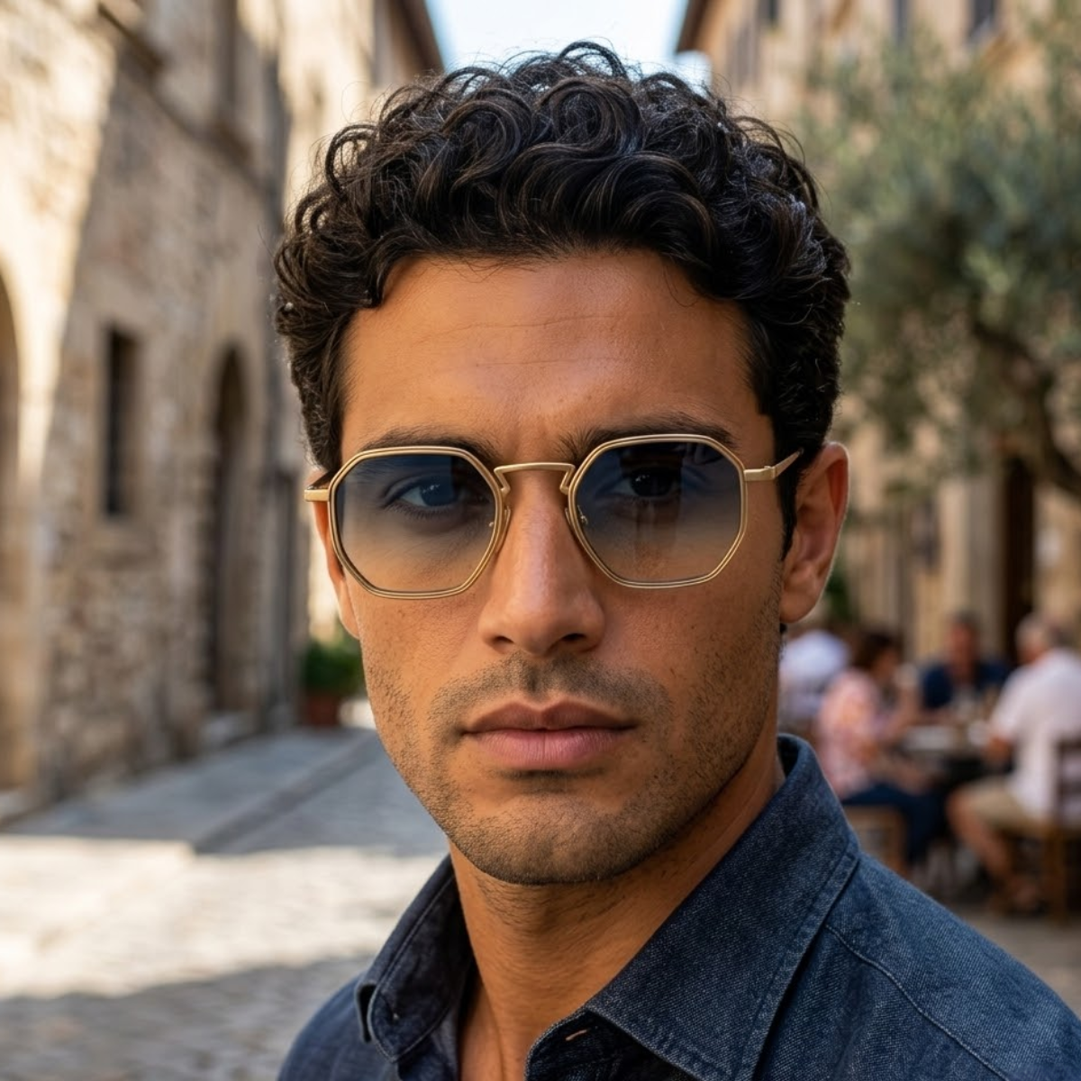 The Burlington Men's Retro Hexagon Sunglasses