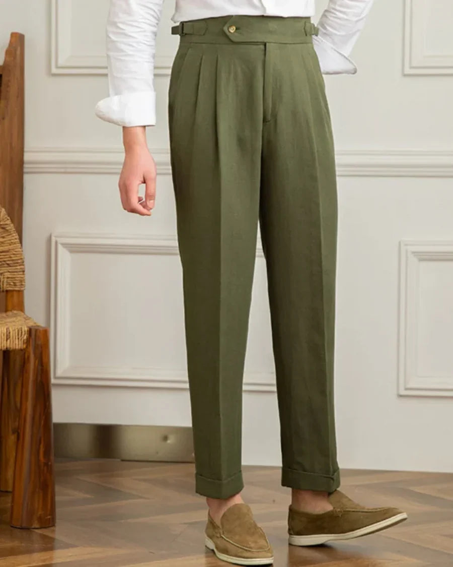 The Laguna Men's Pleated Tailored Linen Pants