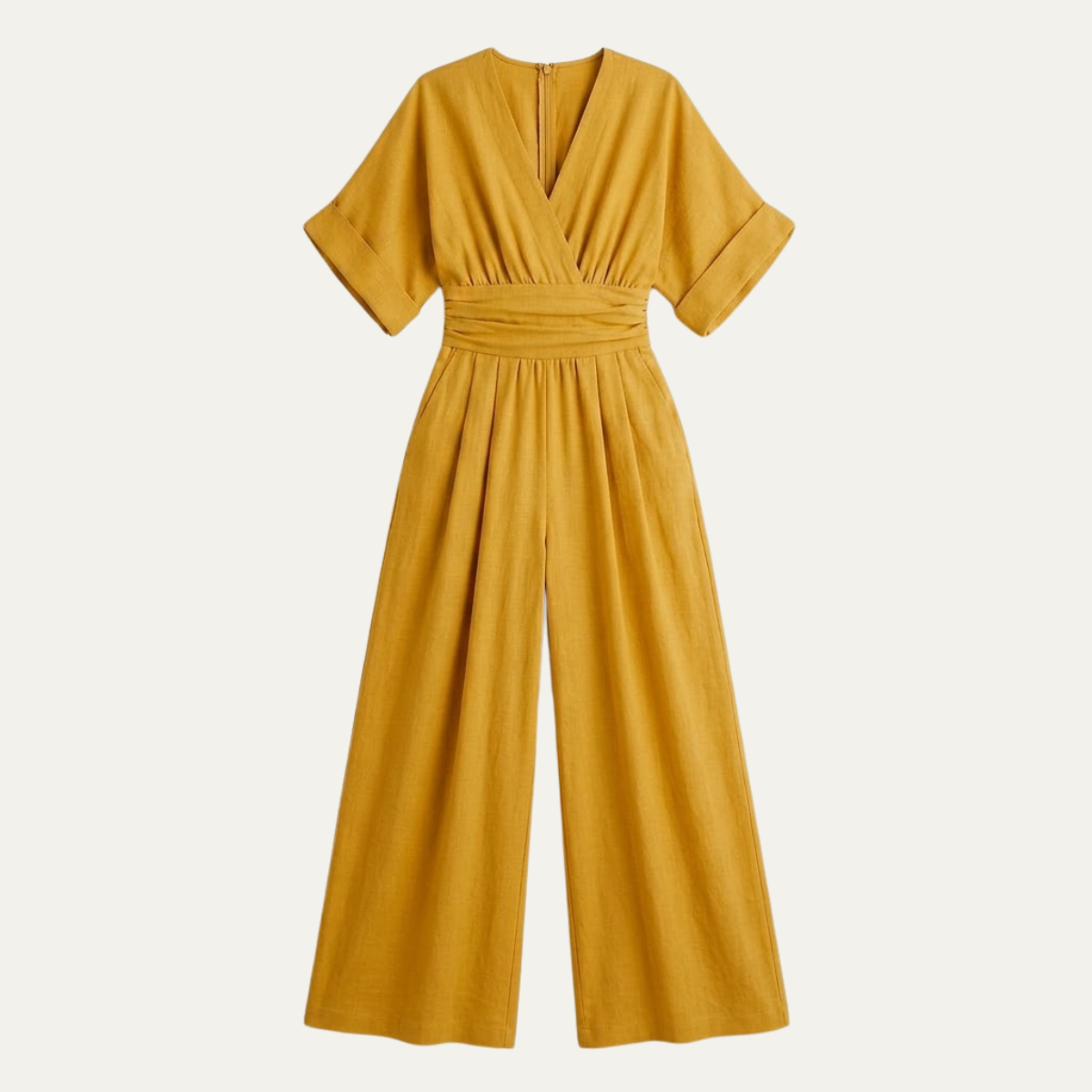Elegant V Neck Wide Leg Jumpsuit