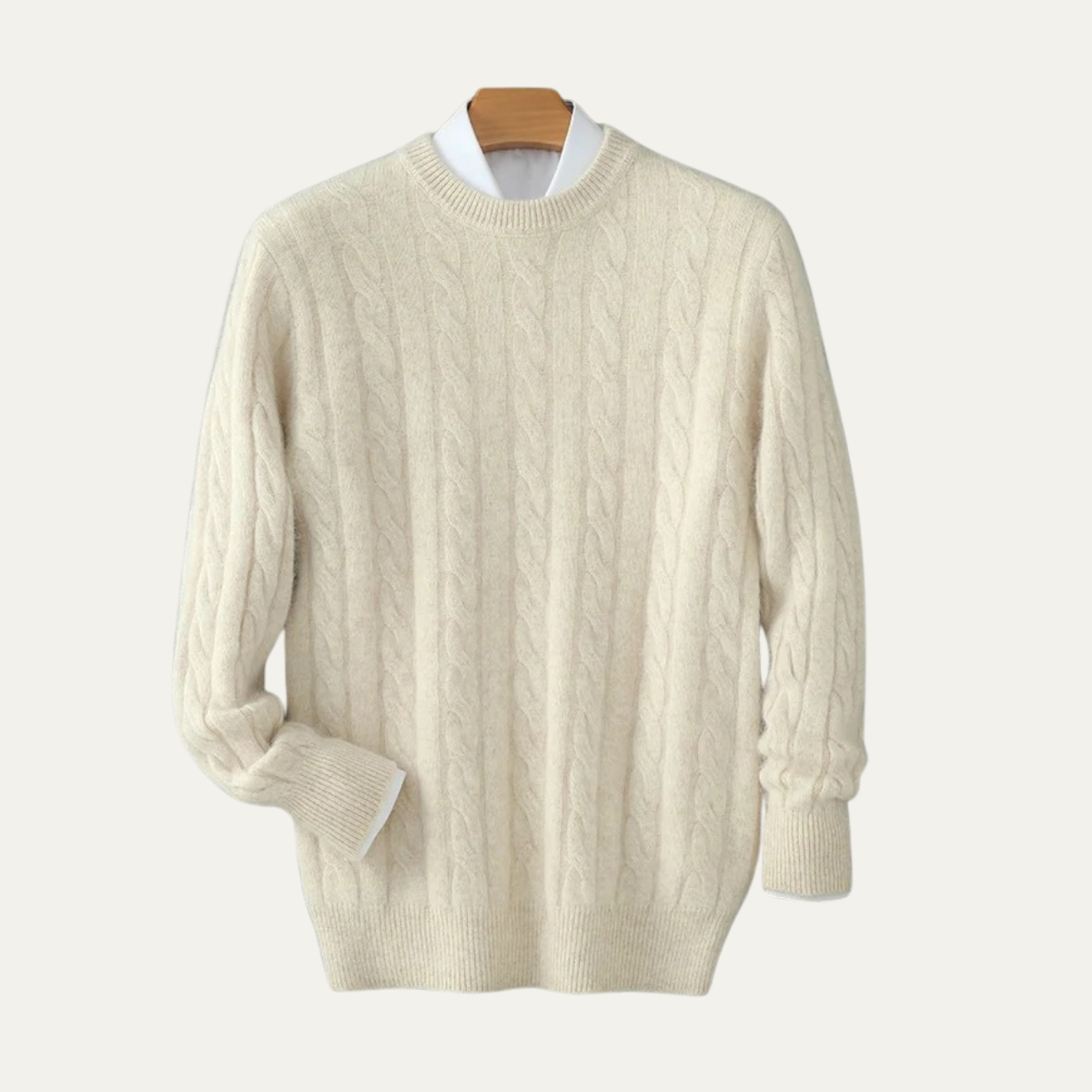 The Bari Men’s Cable Knit Crewneck Sweater