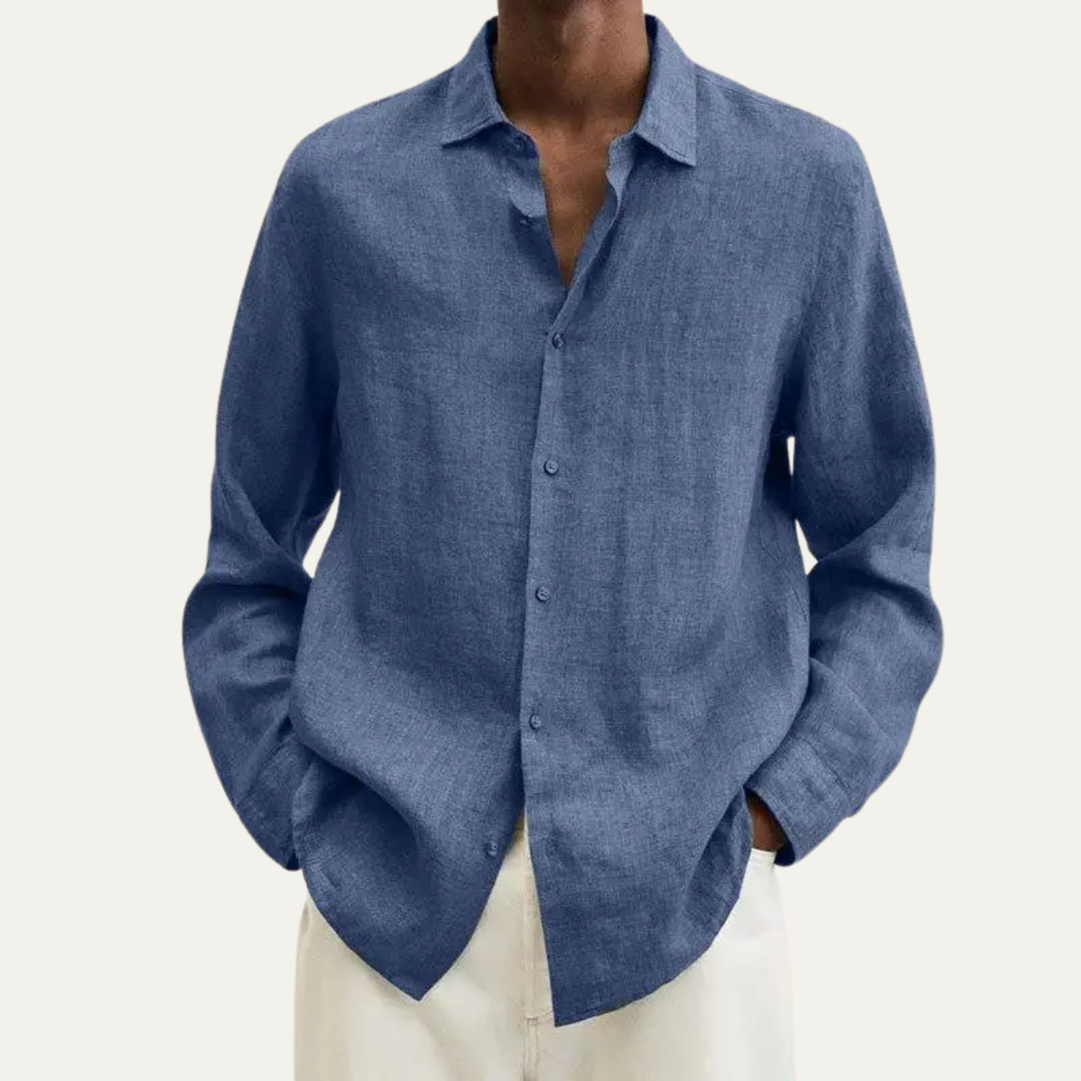 The Alderhill Men’s Breathable Linen Cotton Shirt with Turn Down Collar