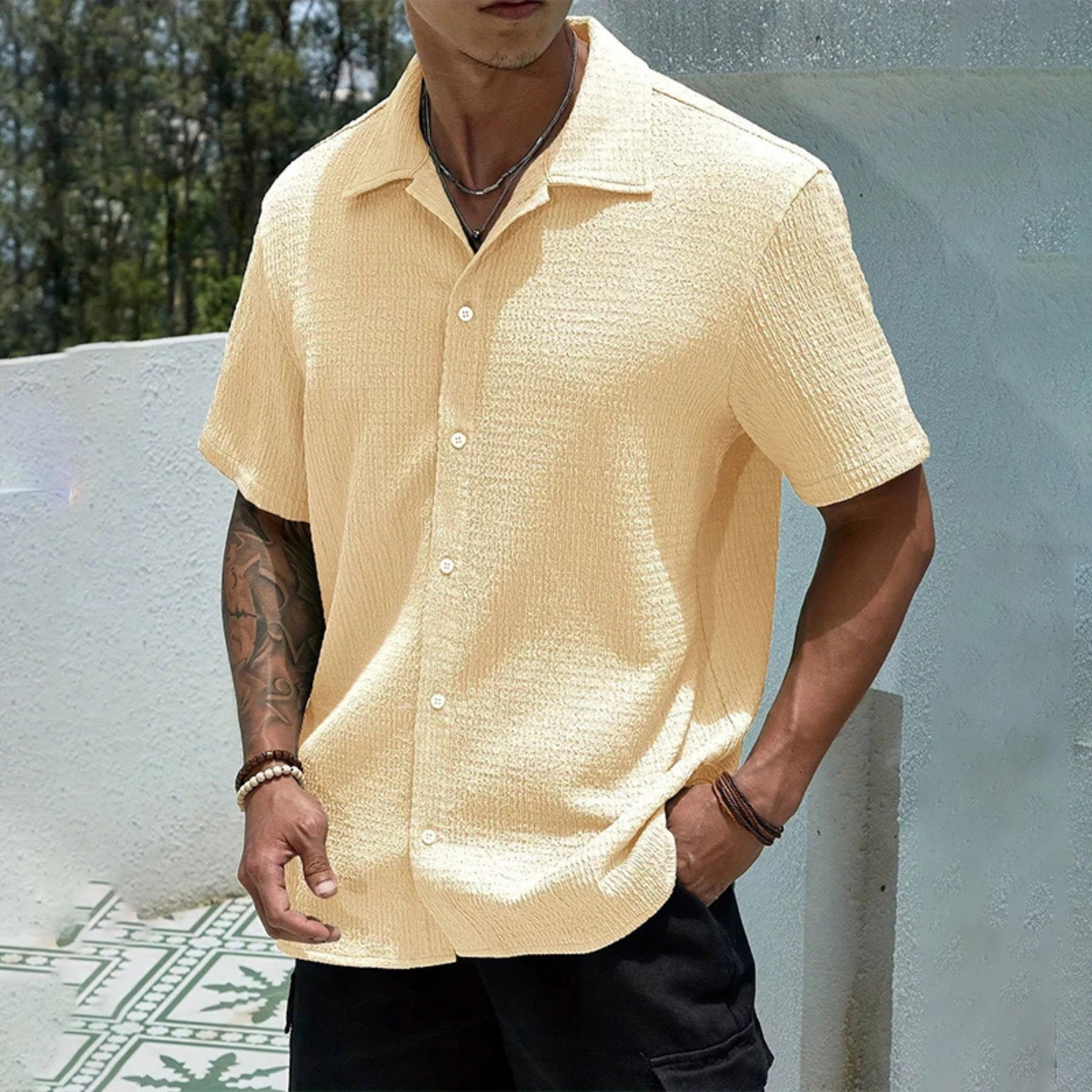 The Porta Romana Men’s Casual Streetwear Button-Up Shirt