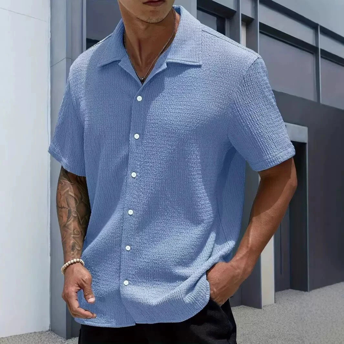 The Porta Romana Men’s Casual Streetwear Button-Up Shirt
