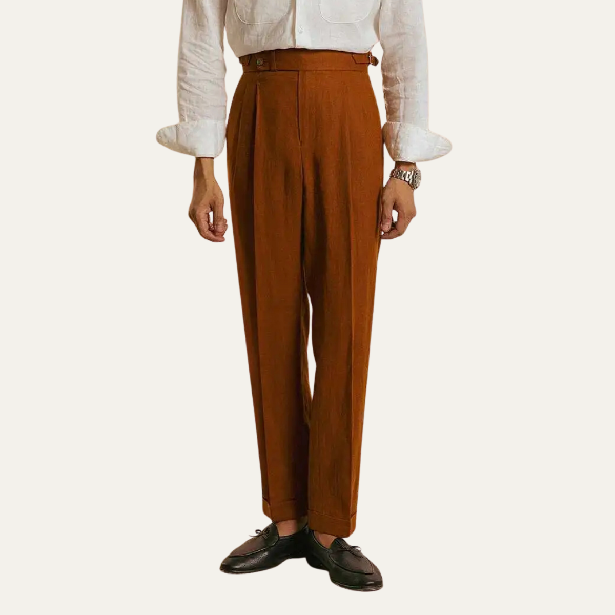 The Brianza Men’s Vintage High Waist Linen Dress Pants