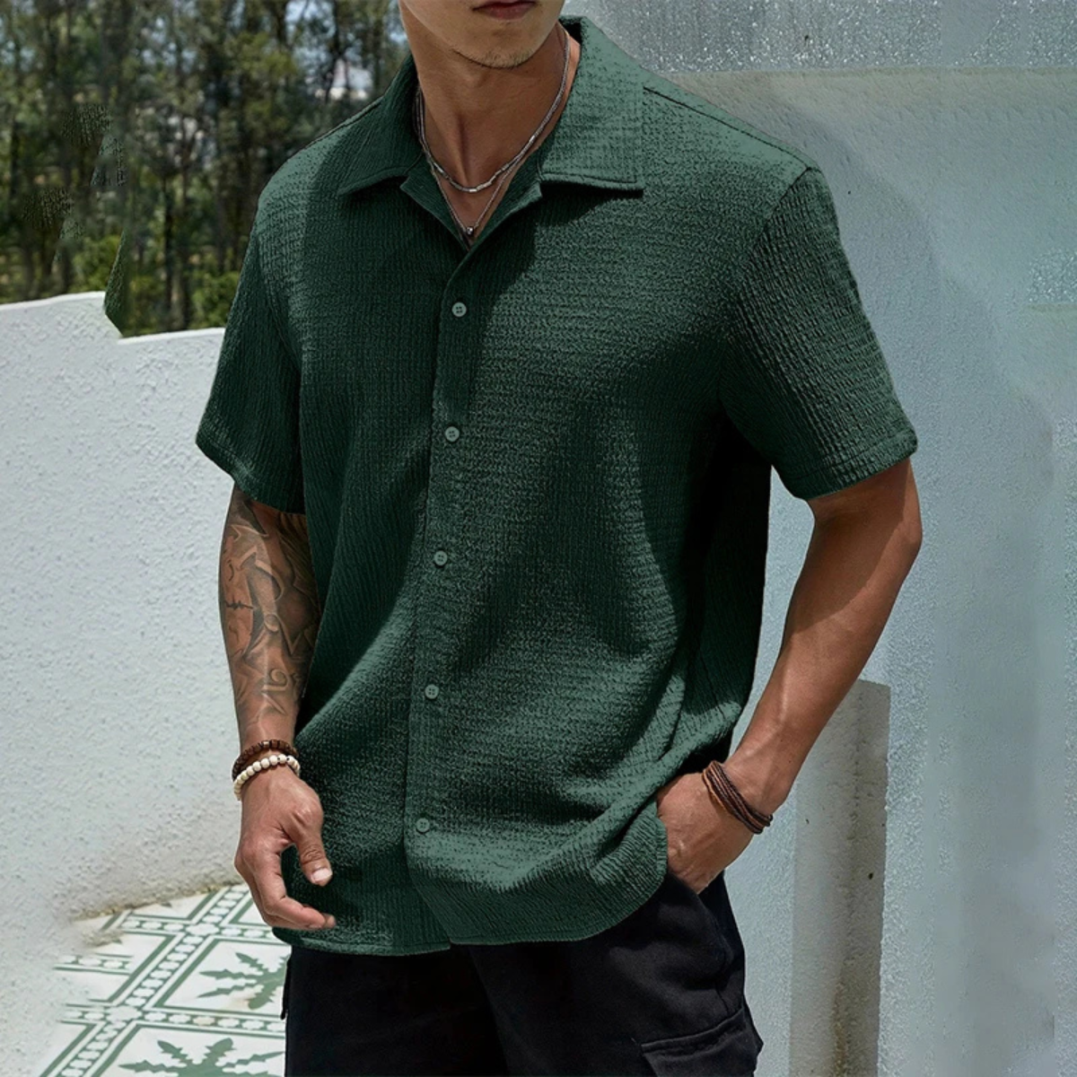 The Porta Romana Men’s Casual Streetwear Button-Up Shirt