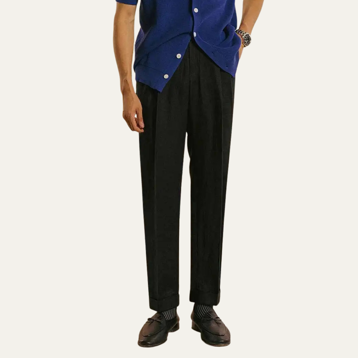 The Brianza Men’s Vintage High Waist Linen Dress Pants