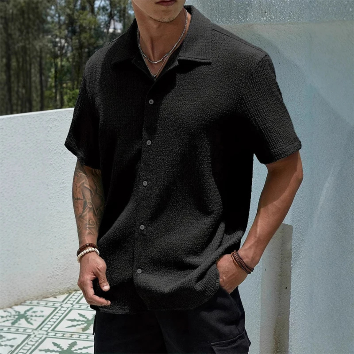 The Porta Romana Men’s Casual Streetwear Button-Up Shirt