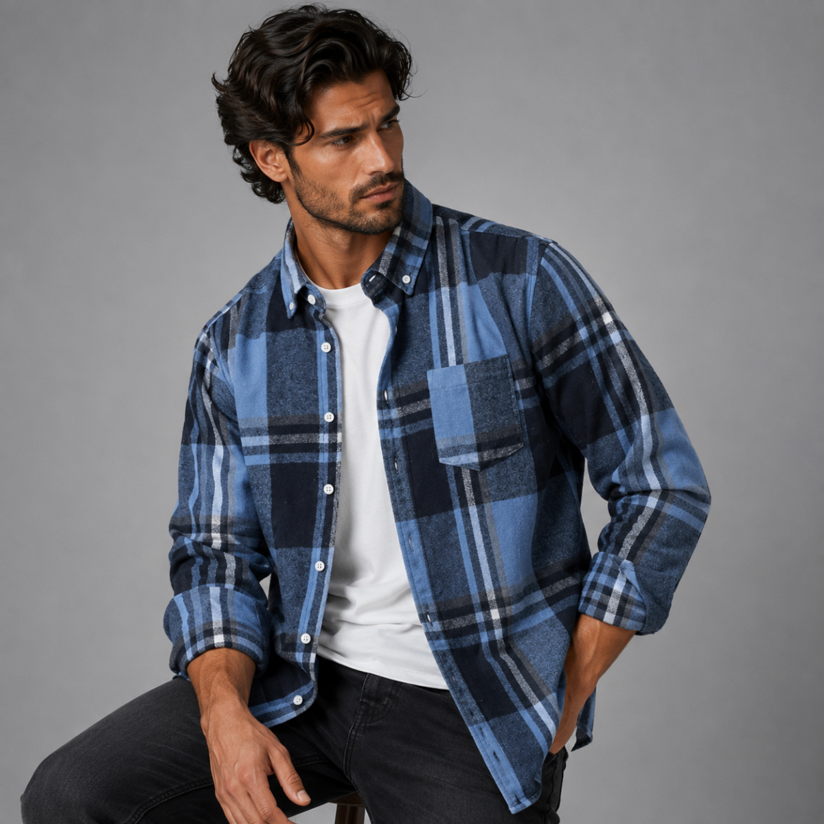 The Carpi Men’s Plaid Casual Flannel Shirt