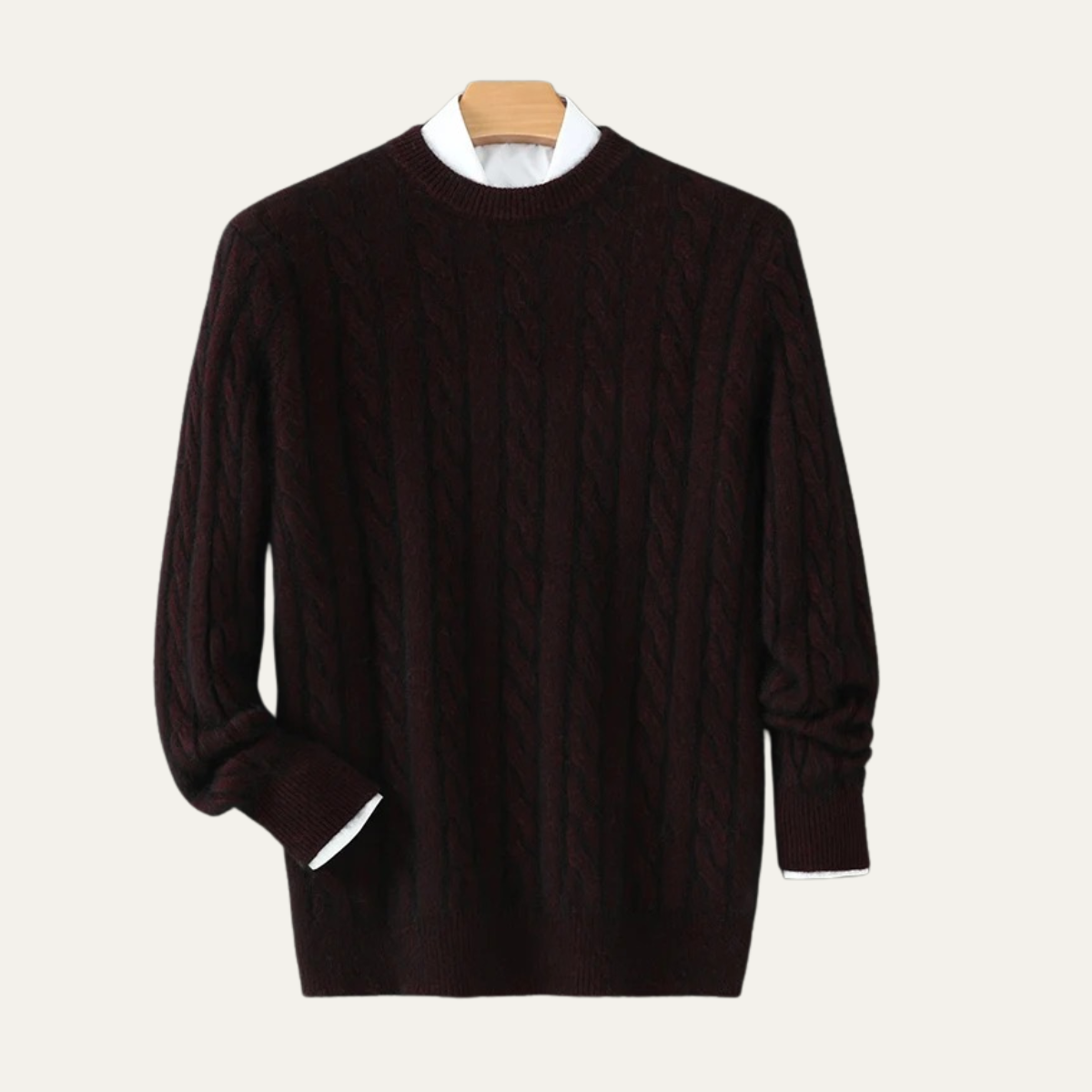 The Bari Men’s Cable Knit Crewneck Sweater