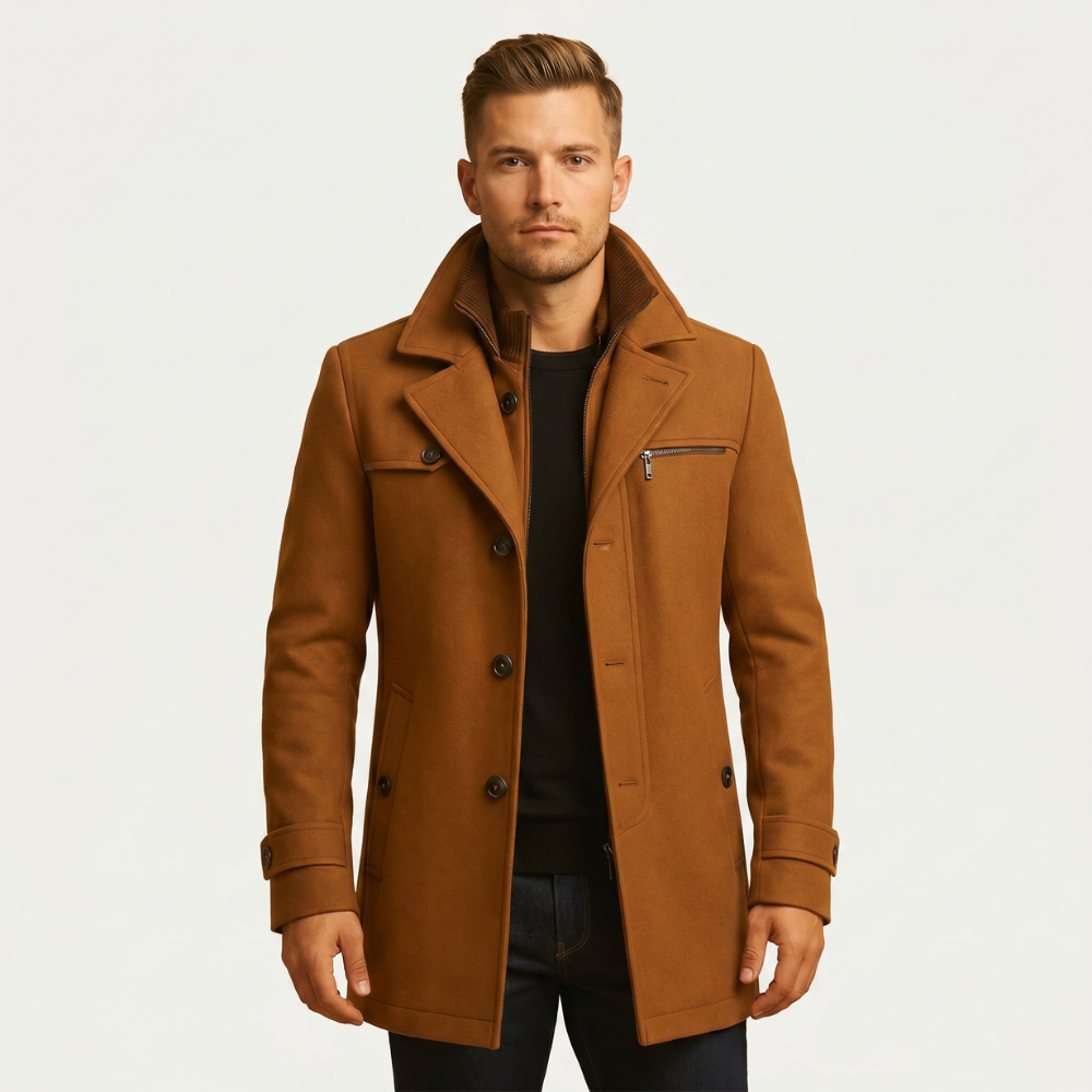 Men's Wool Blend Overcoat Black