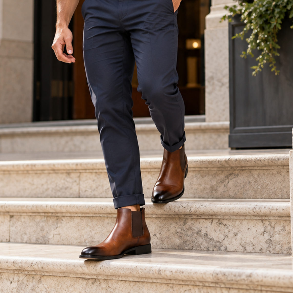 The Hawthorne  Sleek Slip On Ankle Leather Dress Boots