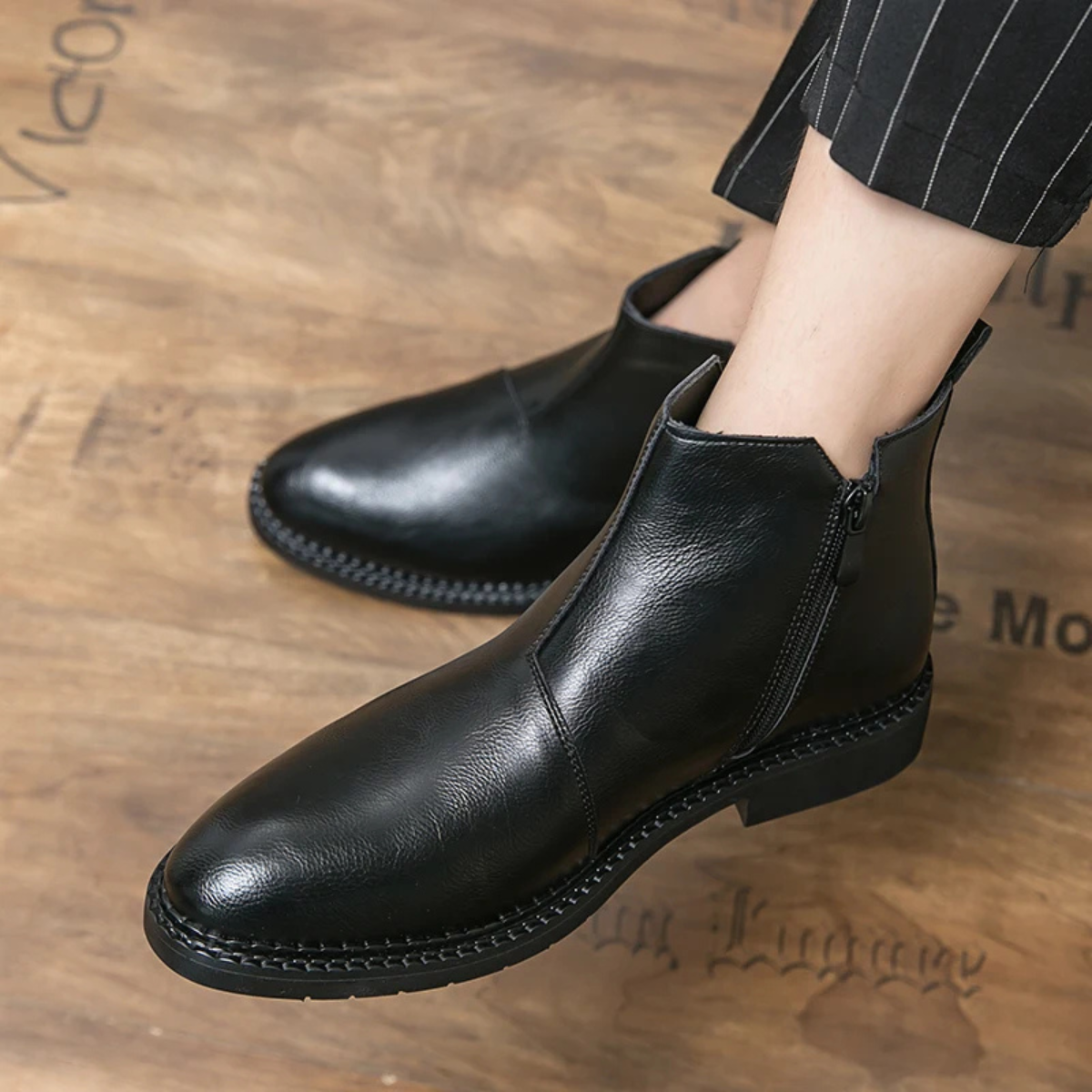 The Etna Rosso Men’s Classic Genuine Leather Ankle Shoes