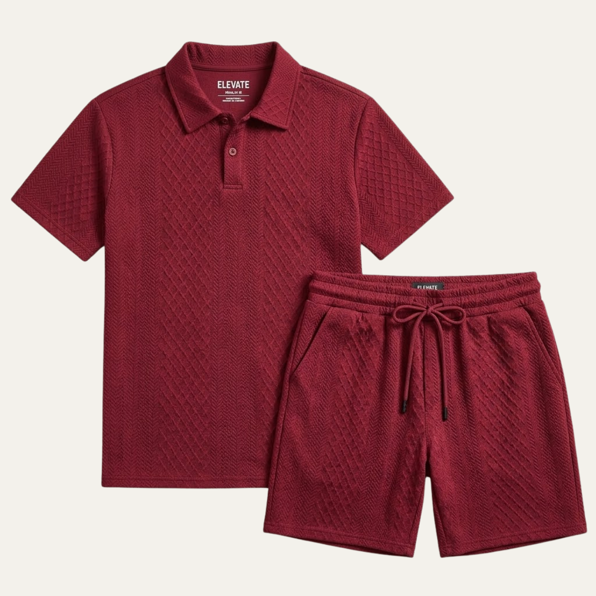 The Surrey Men’s Summer Jacquard Polo & Shorts Set – Lightweight Beach Outfit