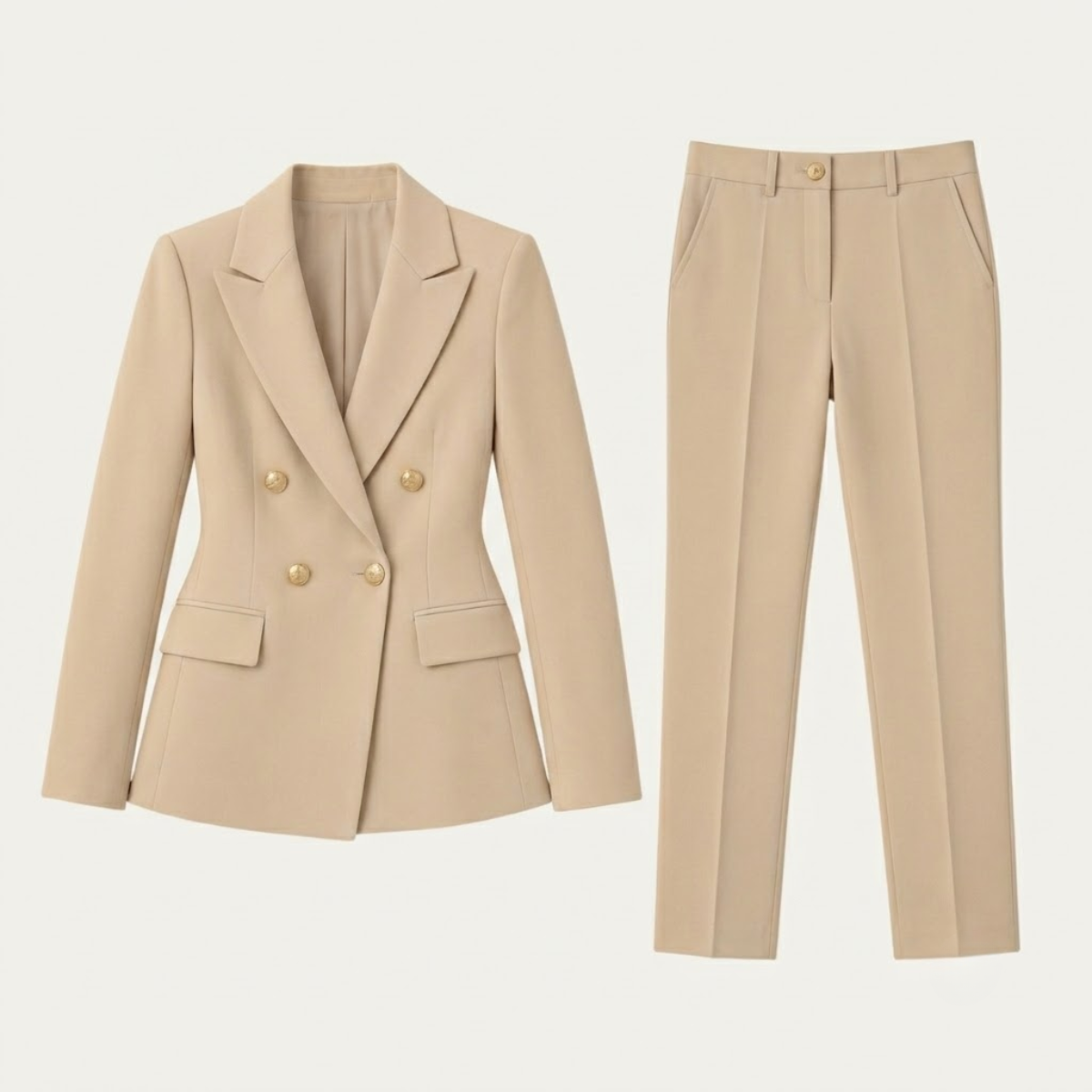 Tailored Blazer & Straight Leg Pant Suit Set