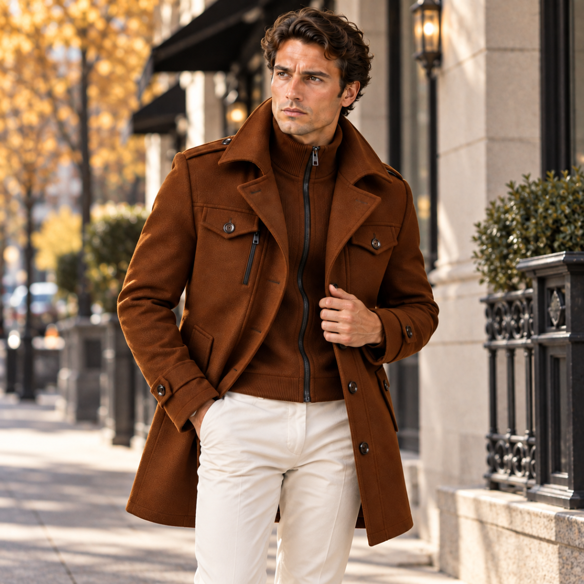 Men's Wool Blend Pea Coat Black
