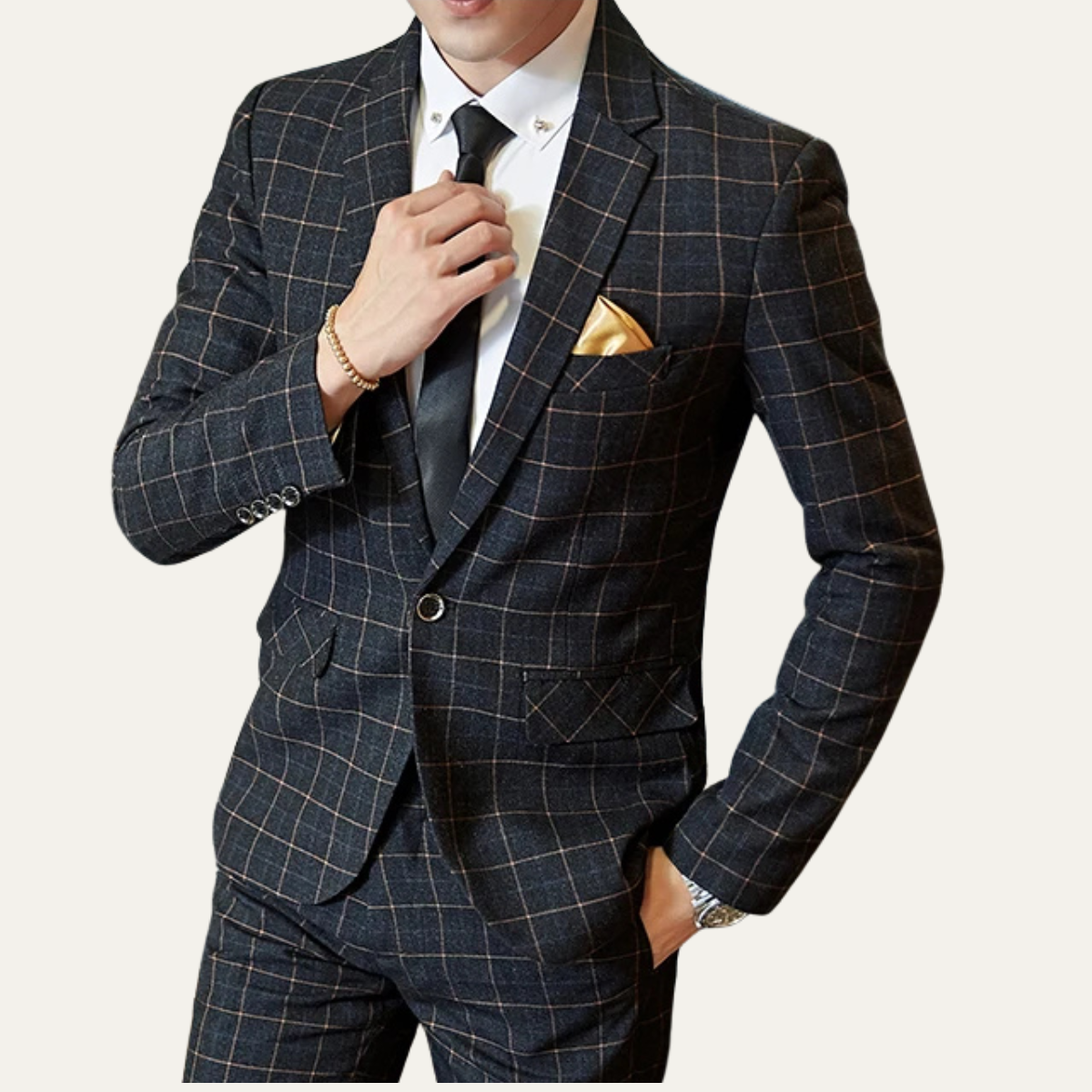 The Padova Men’s Plaid 3 Piece Suit – Slim Fit Blazer Vest and Pants