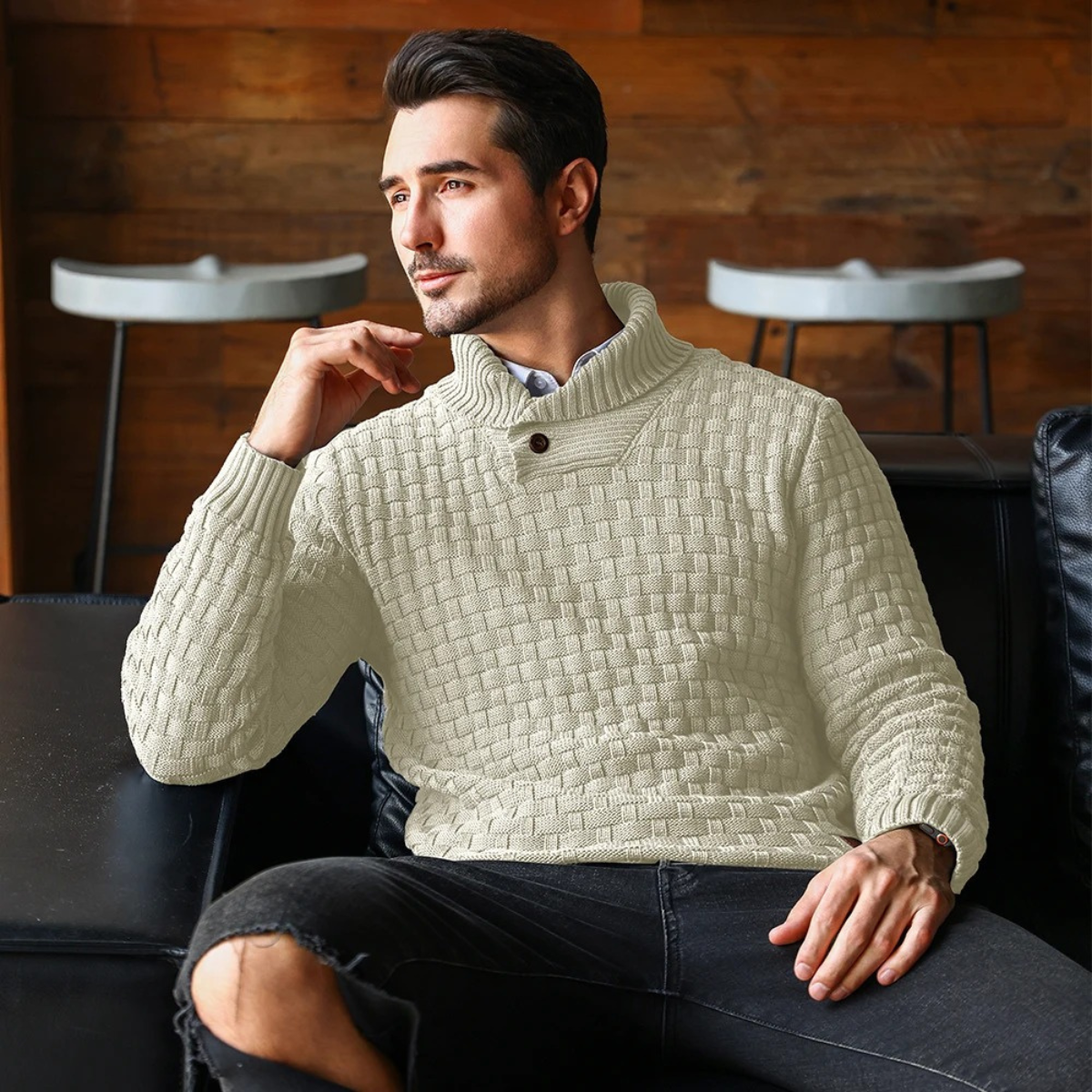 The Stirling Men's Textured Knit Winter Sweater