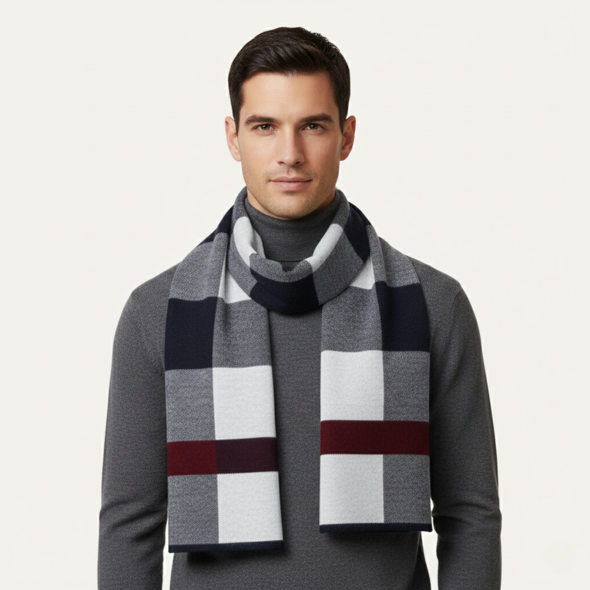 The Highgate Men's Classic Knit Plaid Scarf