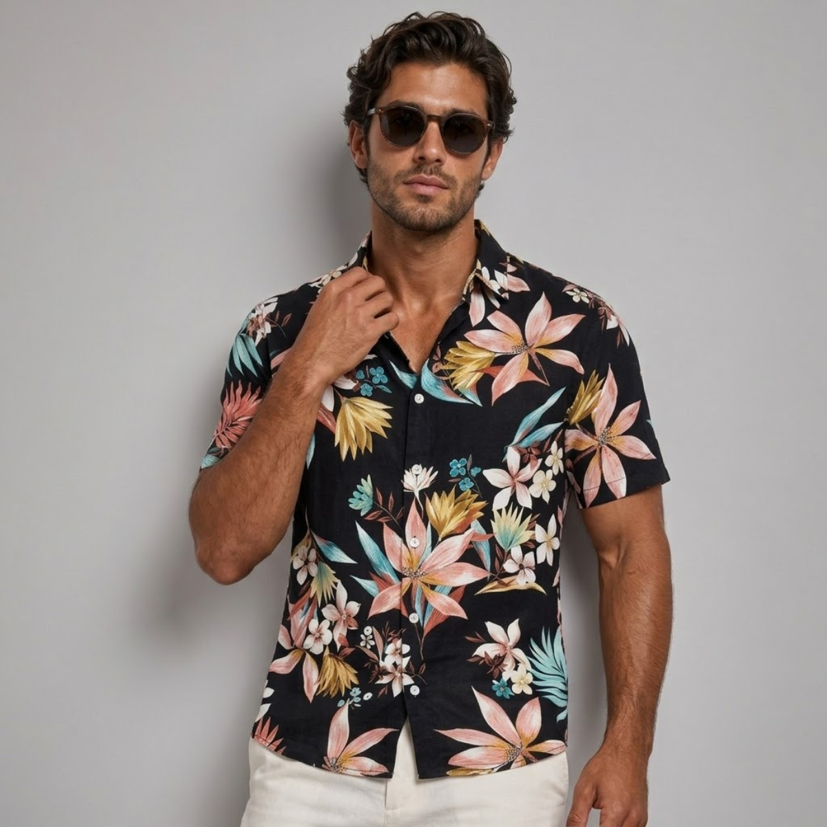 The Pinebrook Hill Men’s Tropical Coconut Print Hawaiian Beach Shirt
