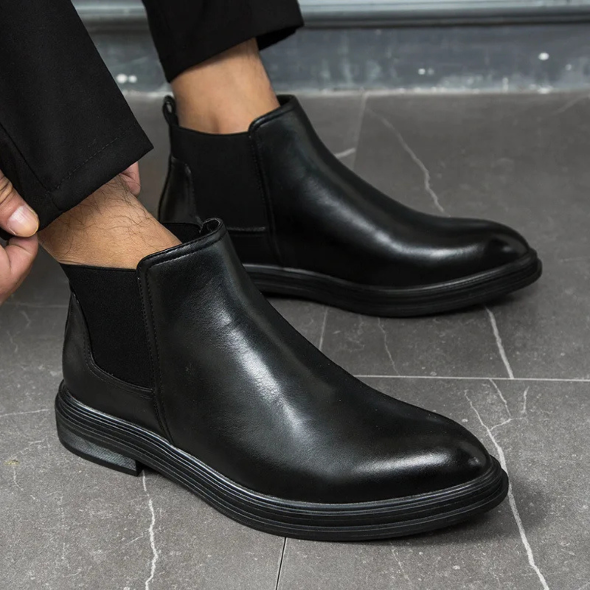 The Wellington Men’s Classic Winter Ankle Dress  Chelsea Leather Boots