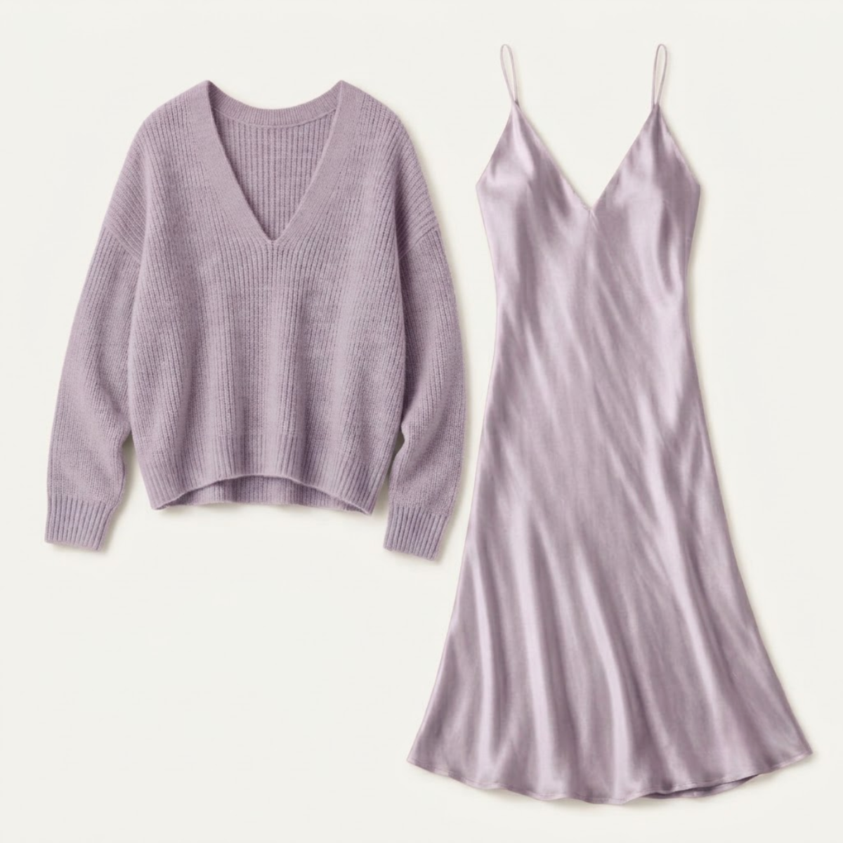 Premium Sweater & Satin Maxi Skirt Set