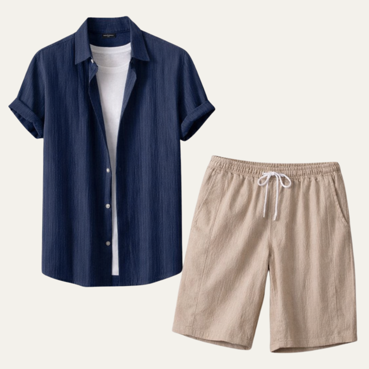 The Oakview Ridge Men’s Trendy Co Ord Set – Button Up Shirt &amp; Drawstring Shorts