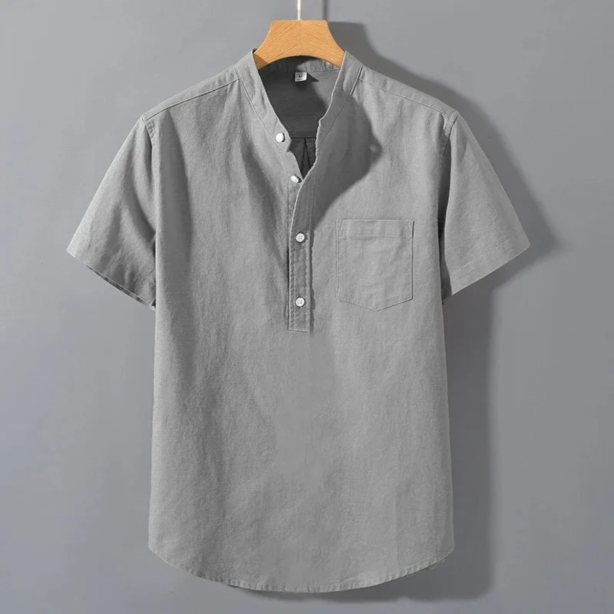The Piacenza Men’s Cotton Stand Collar Summer Shirt