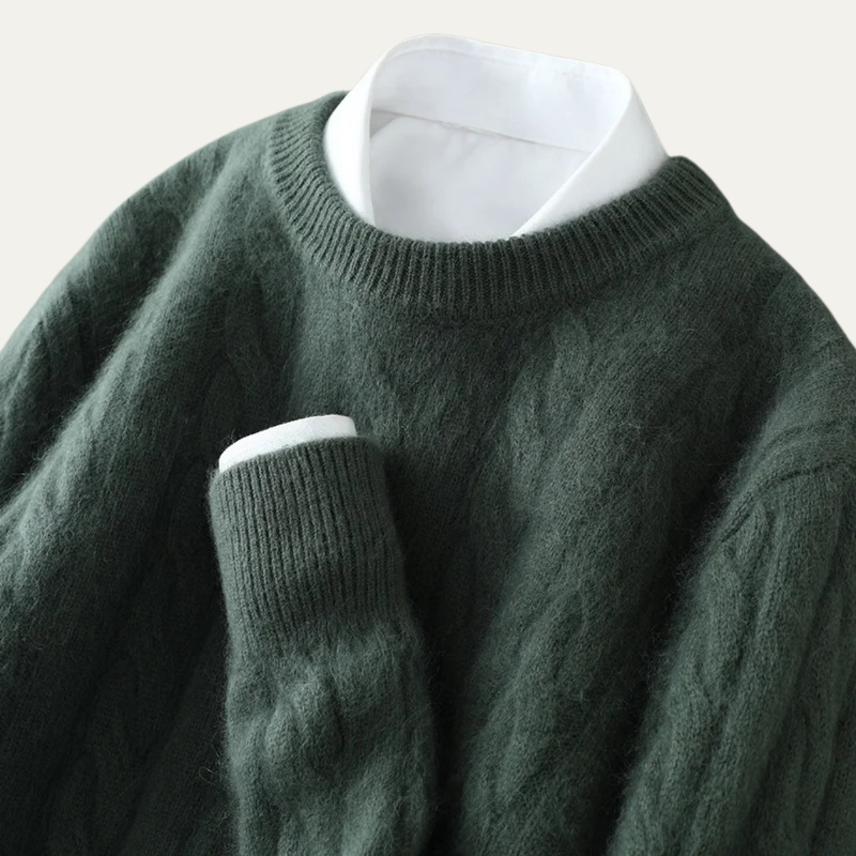 The Bari Men’s Cable Knit Crewneck Sweater